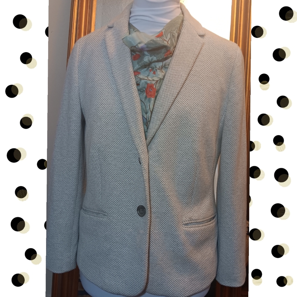 Talbots Gray Knit Lined Blazer Size 12P – Classic Workwear & Business Casual